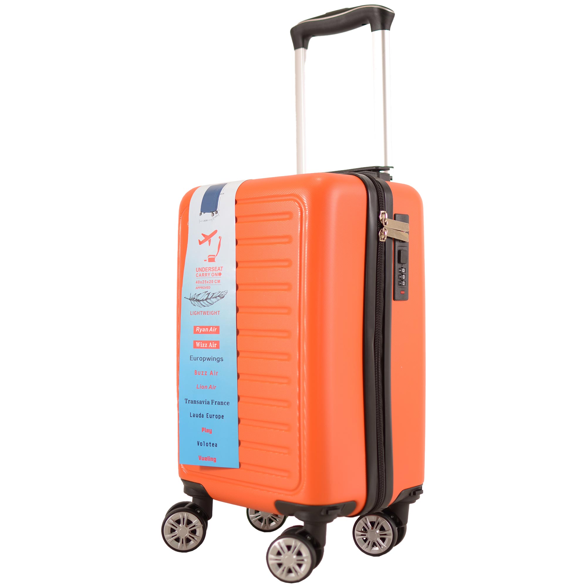T-HC-US-1615 ORANGE UNDER-SEAT CABIN-SIZE TRAVEL TROLLEY - Image 2