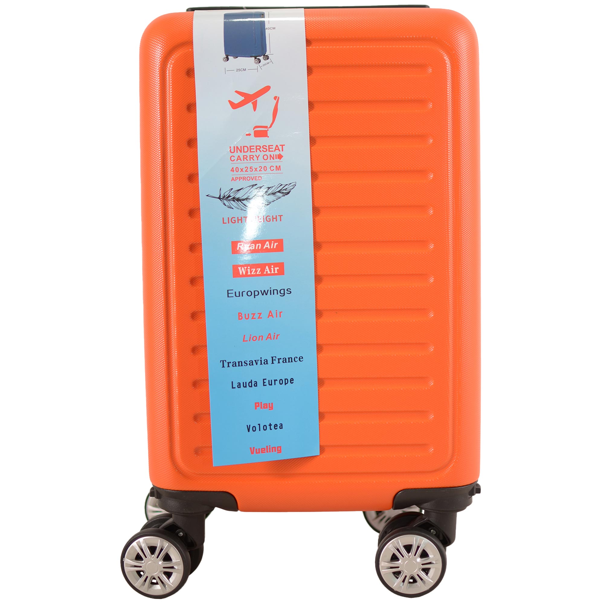 T-HC-US-1615 ORANGE UNDER-SEAT CABIN-SIZE TRAVEL TROLLEY - Image 3