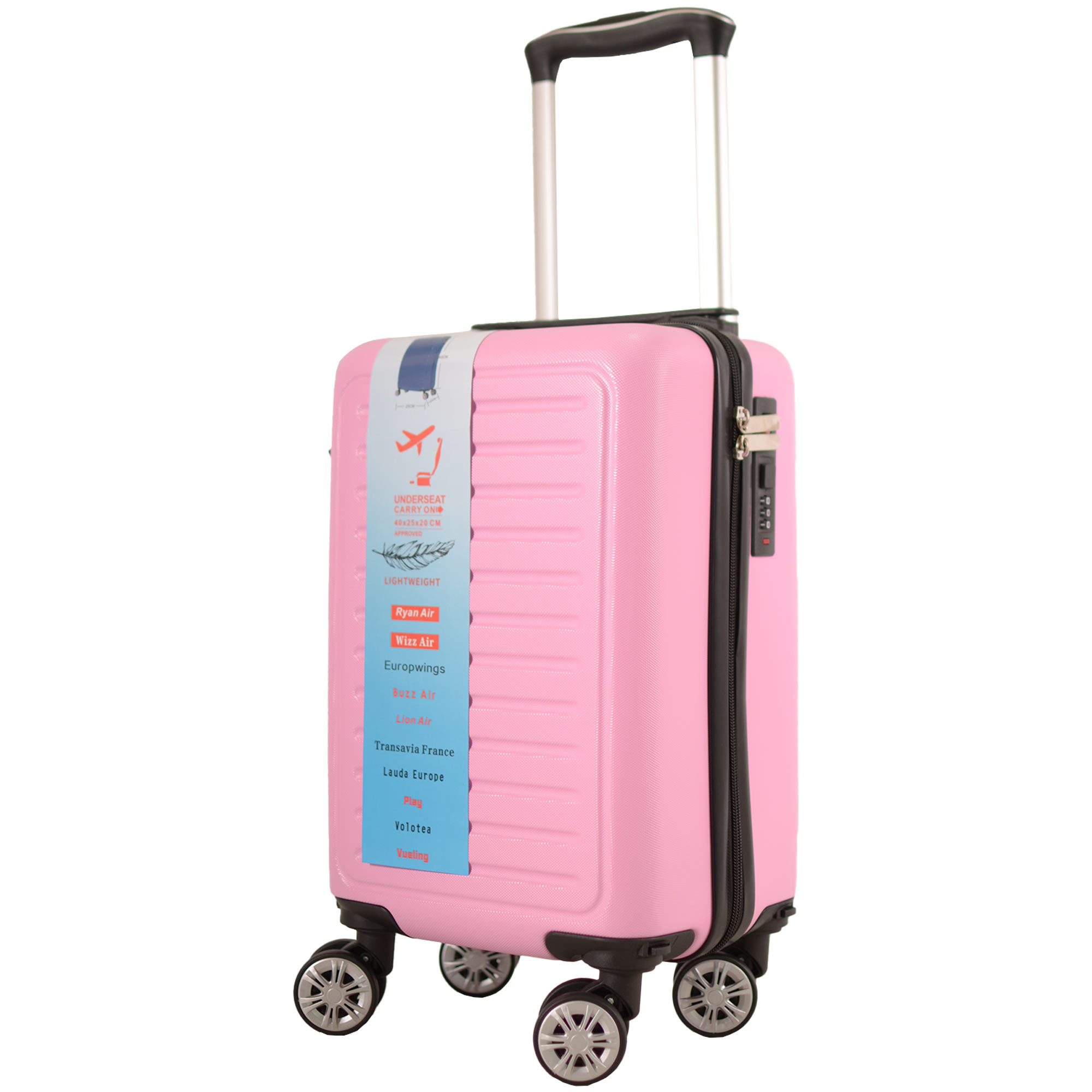 T-HC-US-1615 PINK UNDER-SEAT CABIN-SIZE TRAVEL TROLLEY - Image 2