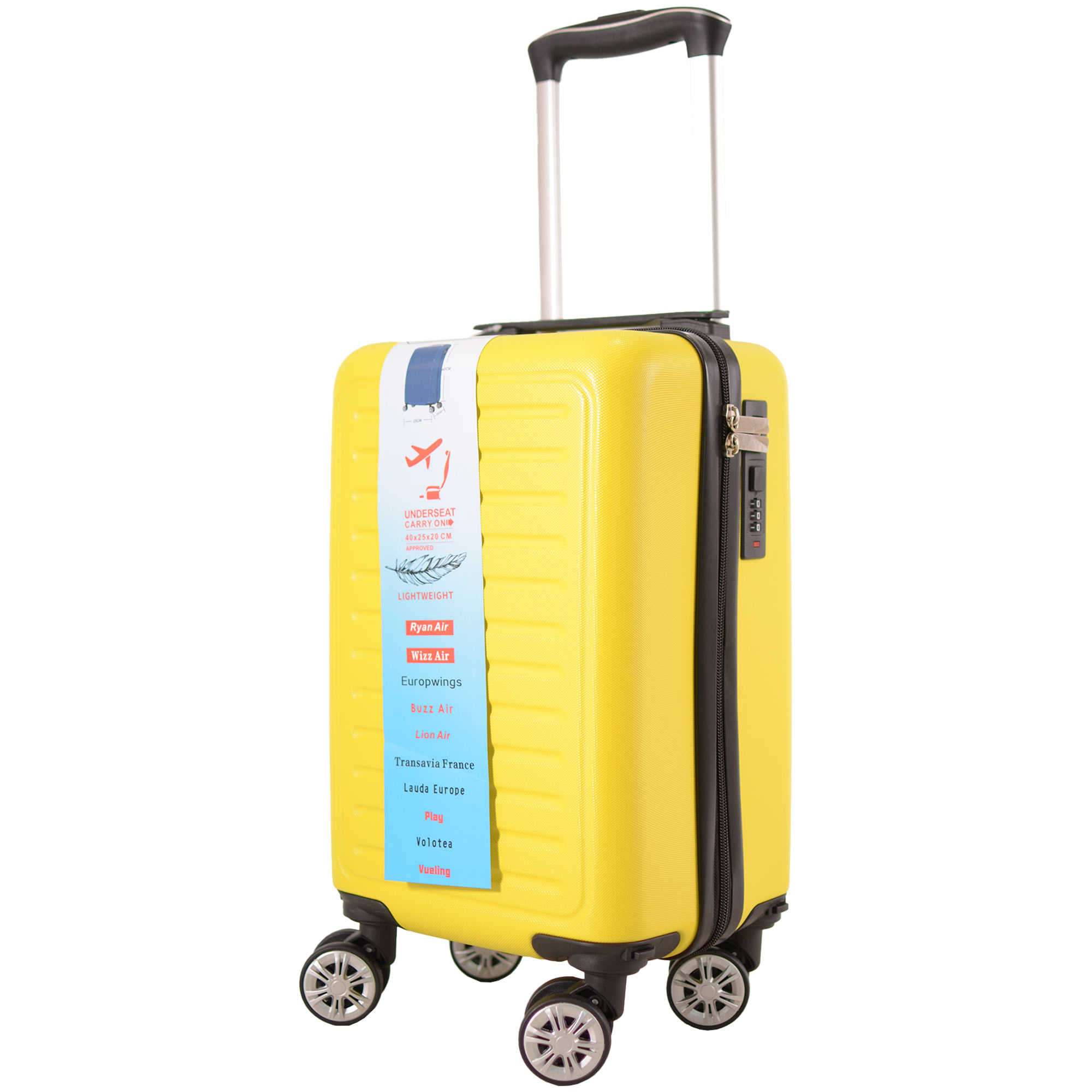 T-HC-US-1615 YELLOW UNDER-SEAT CABIN-SIZE TRAVEL TROLLEY - Image 2