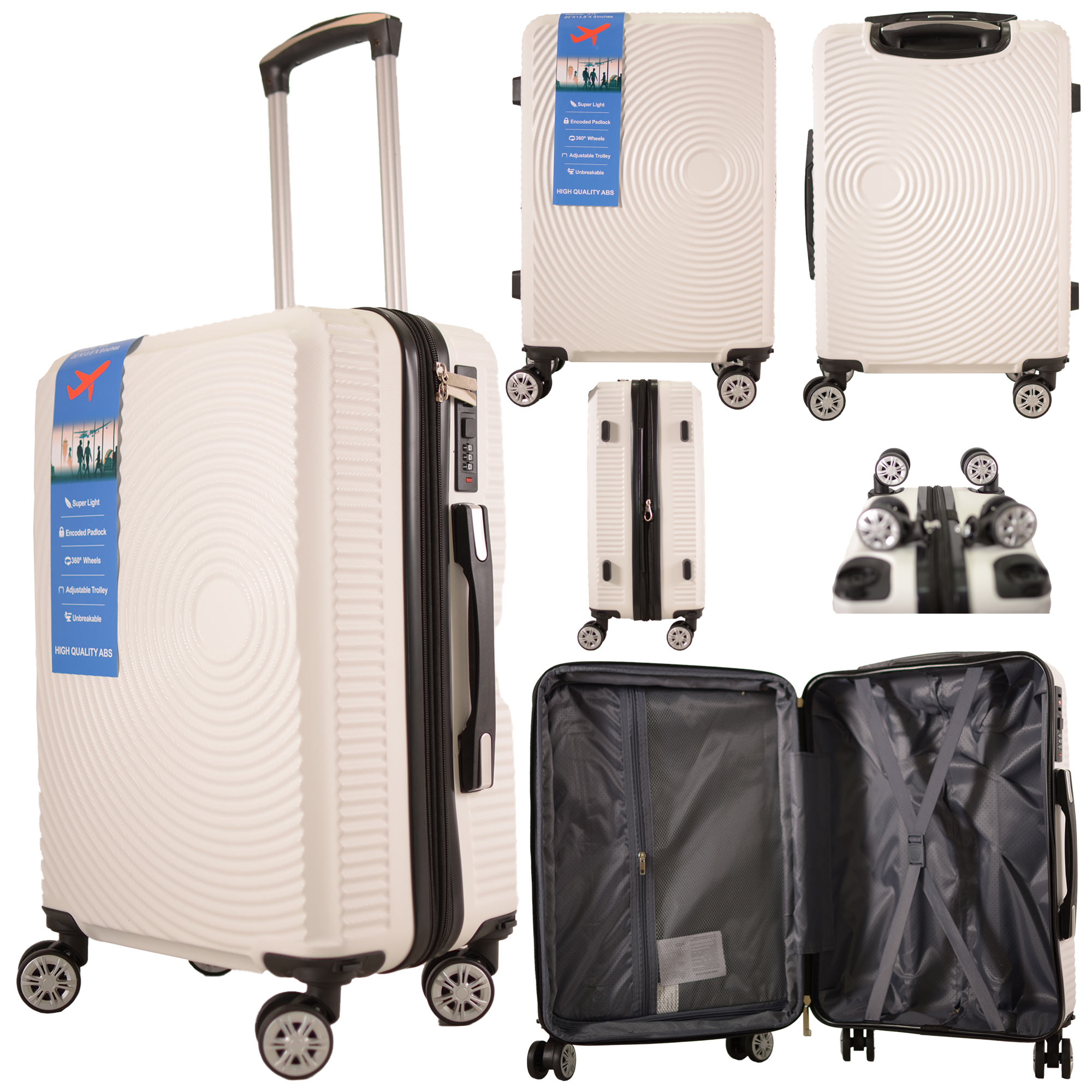 T-HC-US-1630 WHITE RYAN AIR CABIN-SIZED TROLLEY SUITCASE