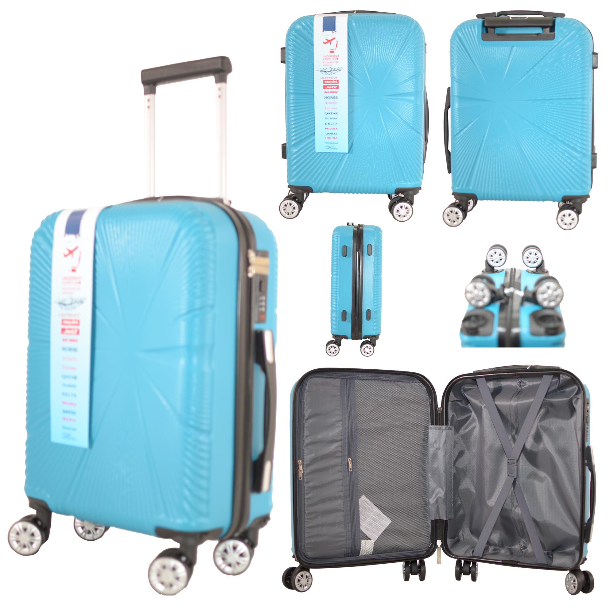 T-HC-US-1829 TEAL CABIN-SIZE EASYJET UNDERSEAT TRAVEL TROLLEY SUITCASE