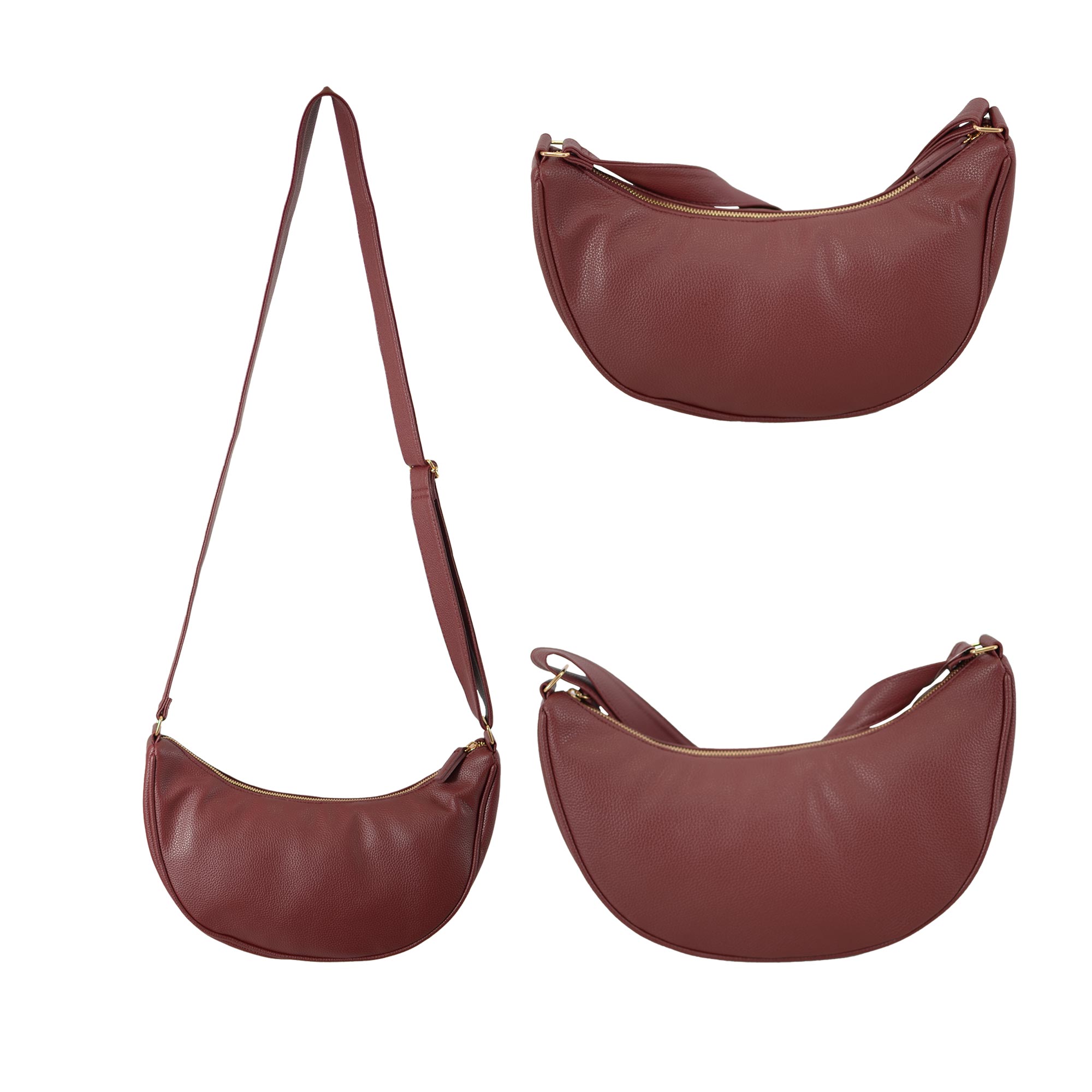 JBFB472 WINE FAUX LEATHER HANDBAG