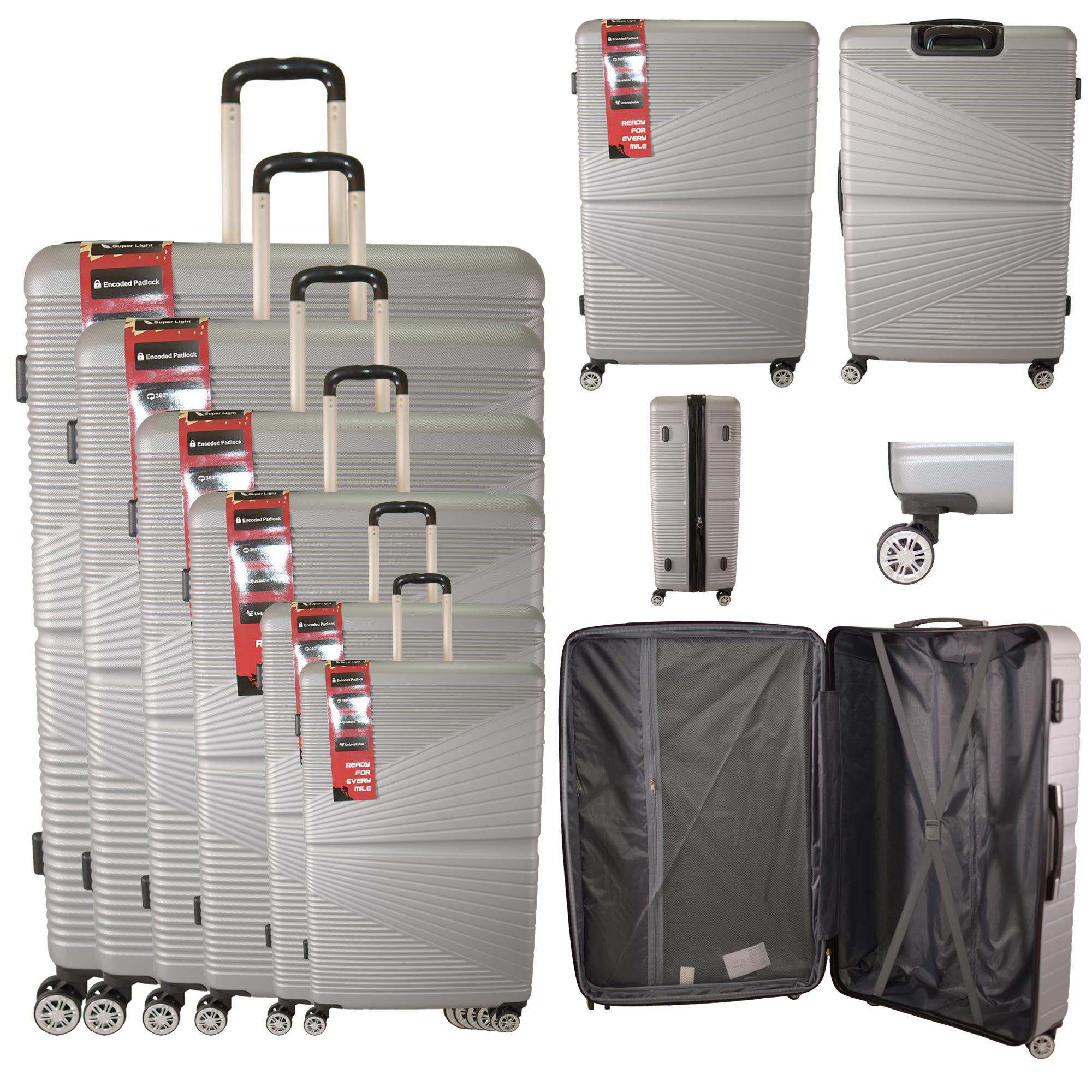 T-HC-612 GREY TRAVEL TROLLEY SET OF 6