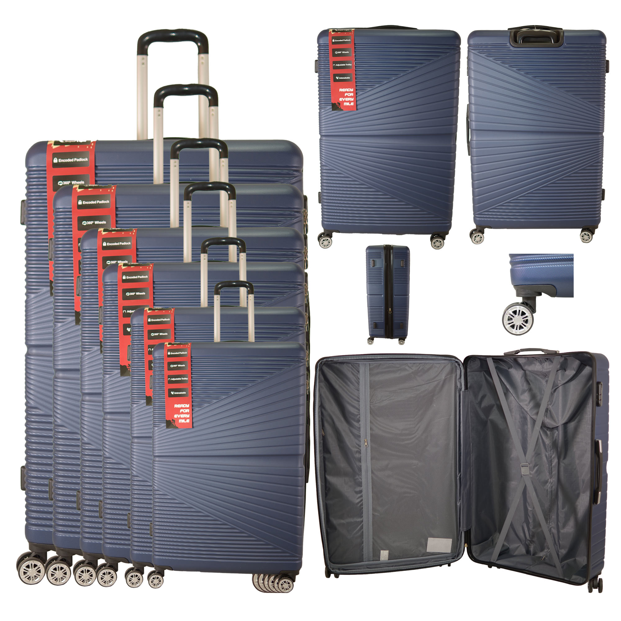 T-HC-612 NAVY TRAVEL TROLLEY SET OF 6