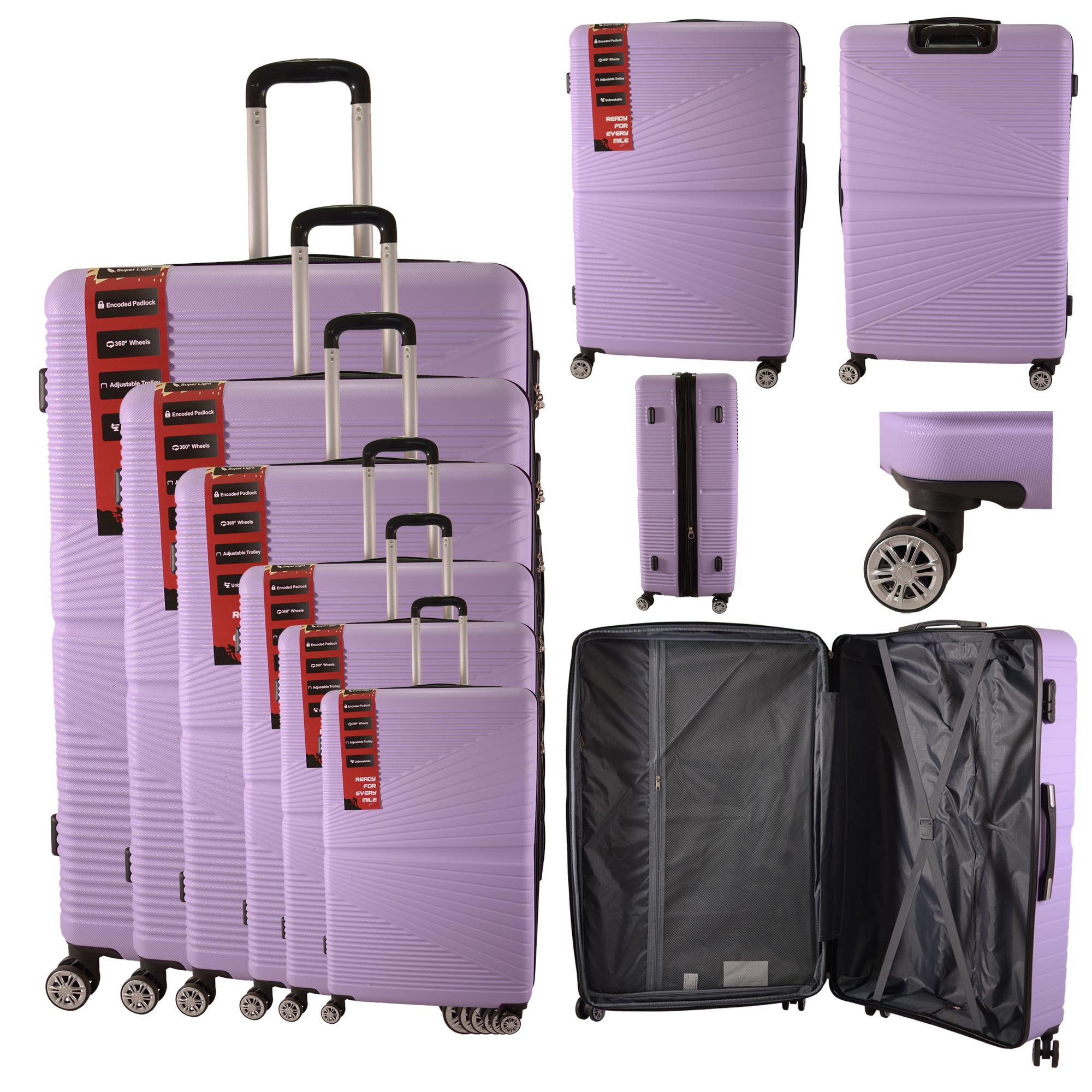 T-HC-612 PURPLE TRAVEL TROLLEY SET OF 6