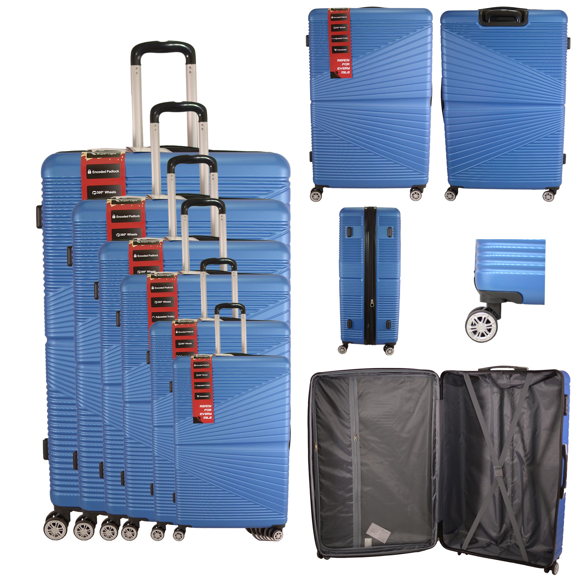 T-HC-612 ROYAL BLUE TRAVEL TROLLEY SET OF 6