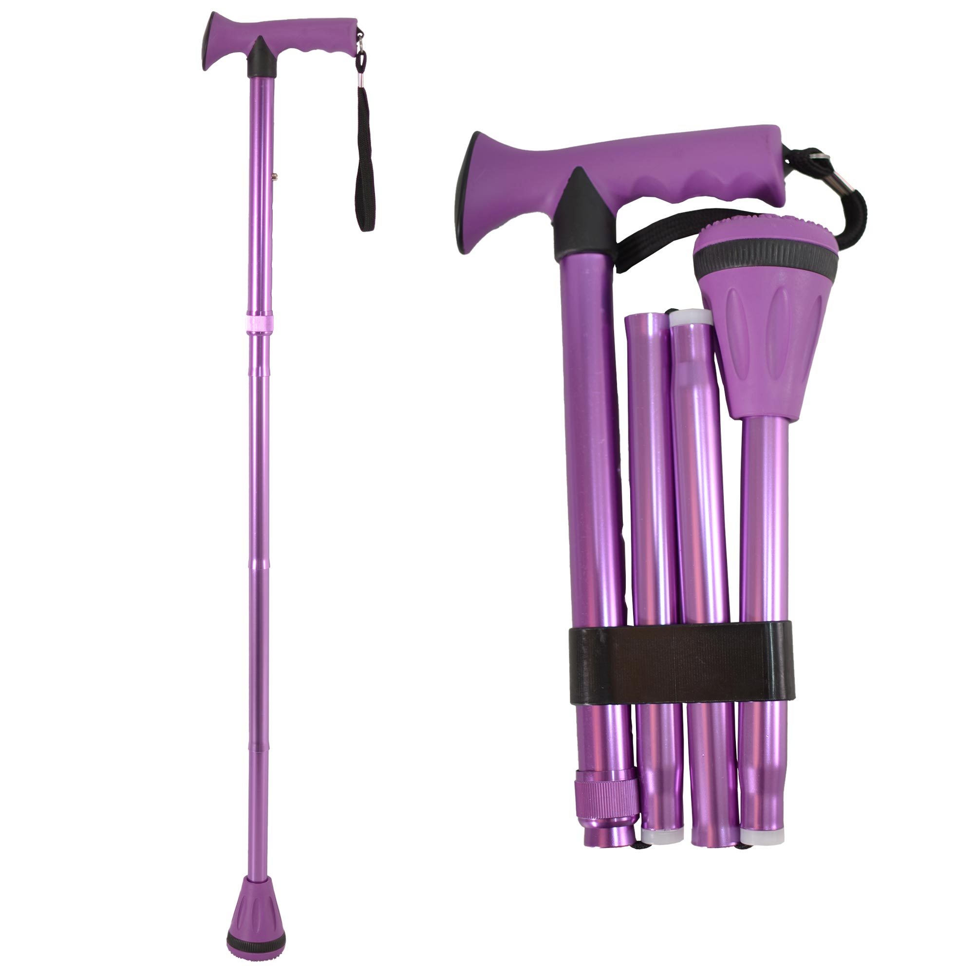 2888 PURPLE ALUMINIUM ADJUSTABLE FOLDING WALKING STICK