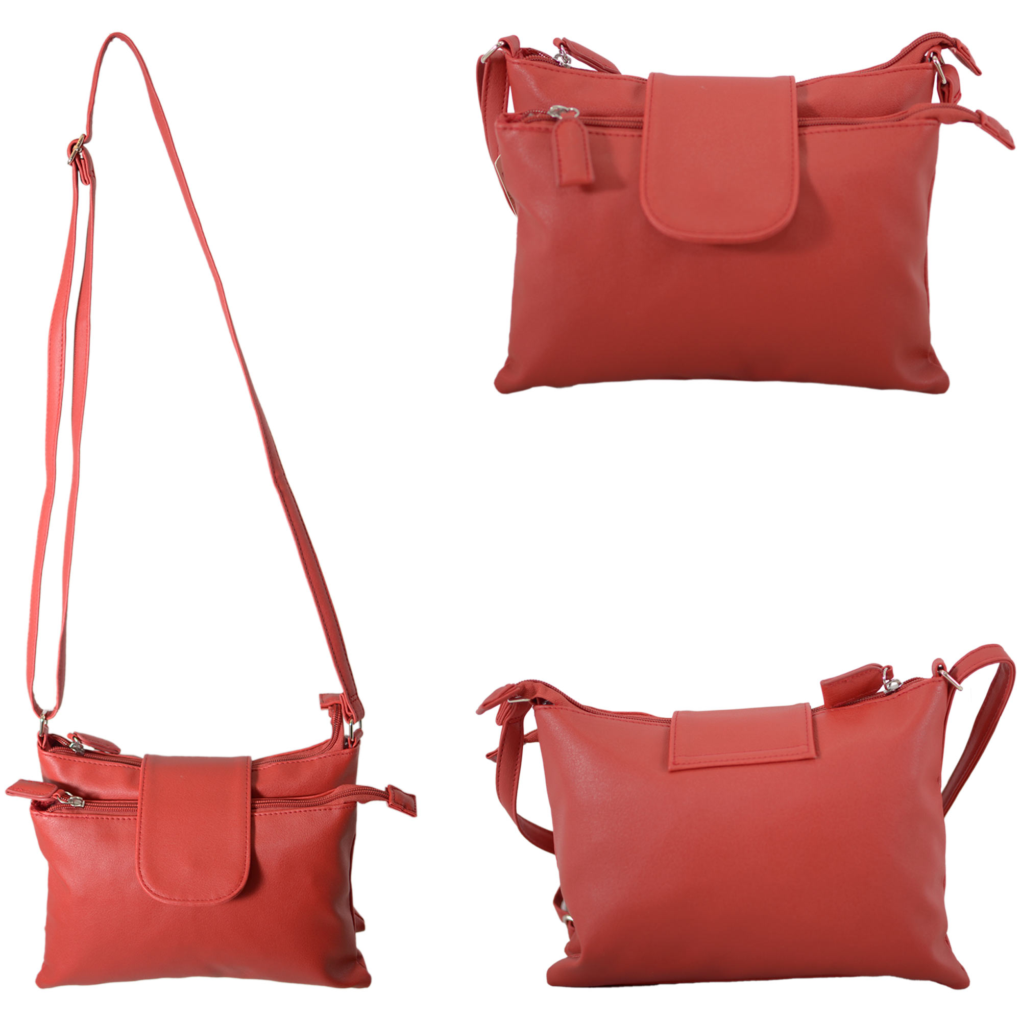 5721 RED FAUX LEATHER HANDBAG