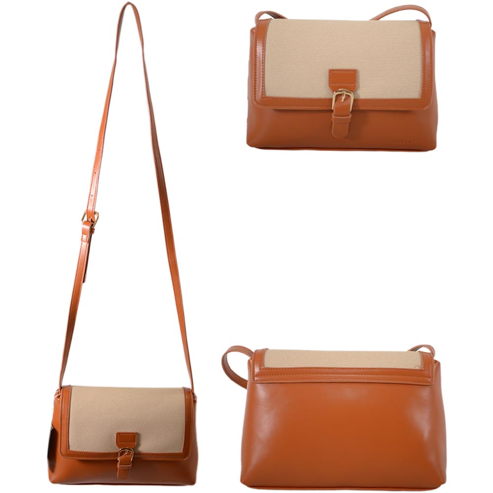 5828 TAN AND BEIGE FAUX LEATHER HANDBAG