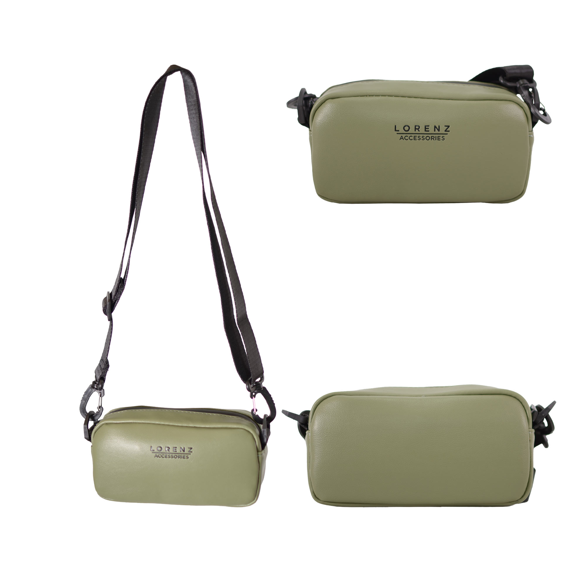 7274 OLIVE GREEN LORENZ FAUX LEATHER HANDBAG