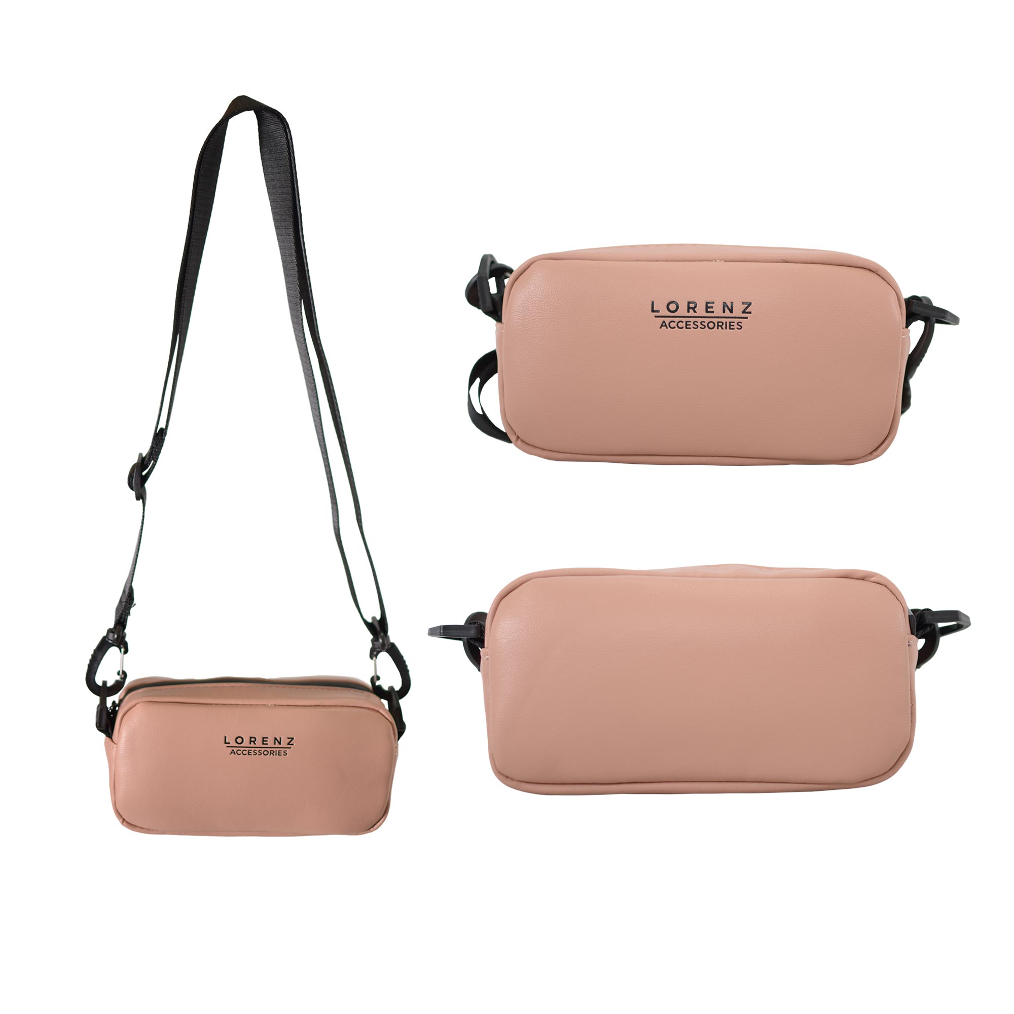 7274 PEACHY PINK LORENZ FAUX LEATHER HANDBAG