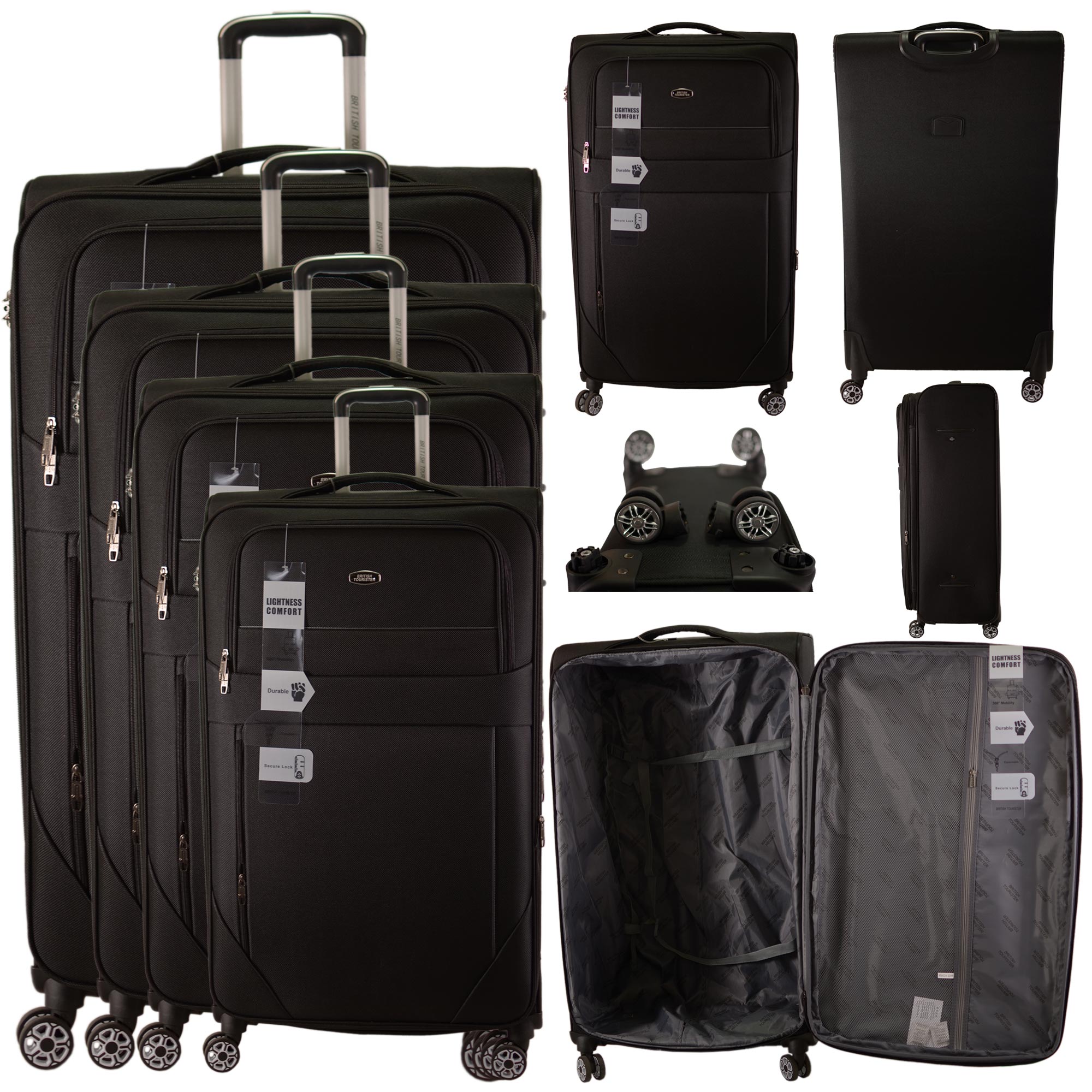 T-SC-04 BLACK TRAVEL TROLLEY SUITCASE SET OF 4
