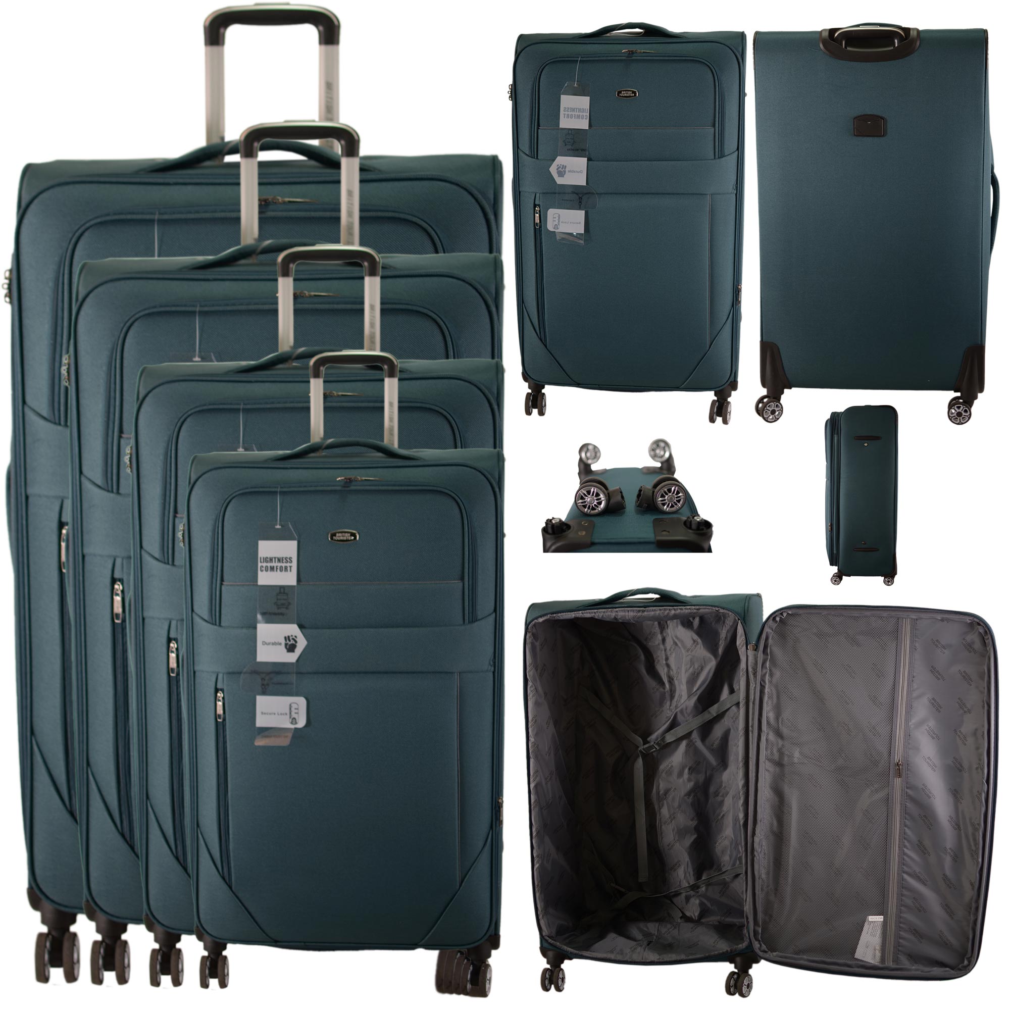 T-SC-04 BLUE GREEN TRAVEL TROLLEY SUITCASE SET OF 4
