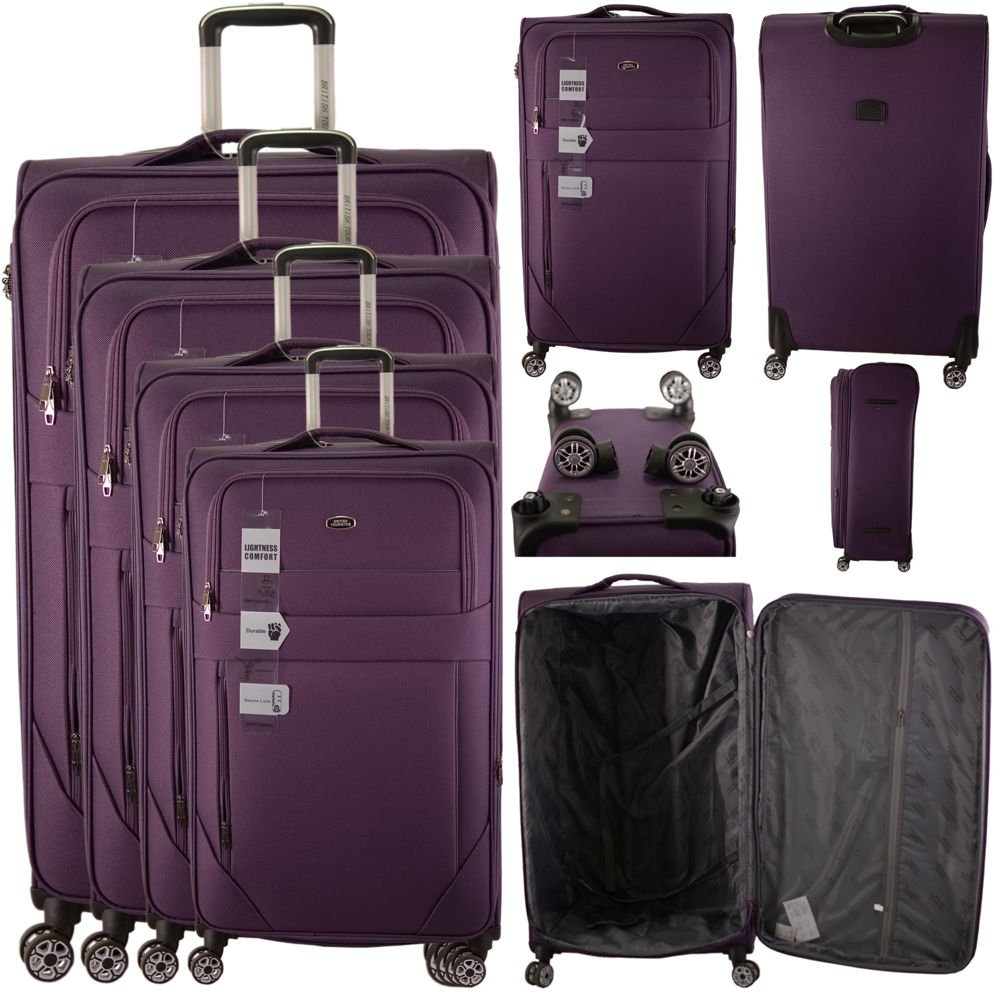 T-SC-04 DARK PURPLE TRAVEL TROLLEY SUITCASE SET OF 4