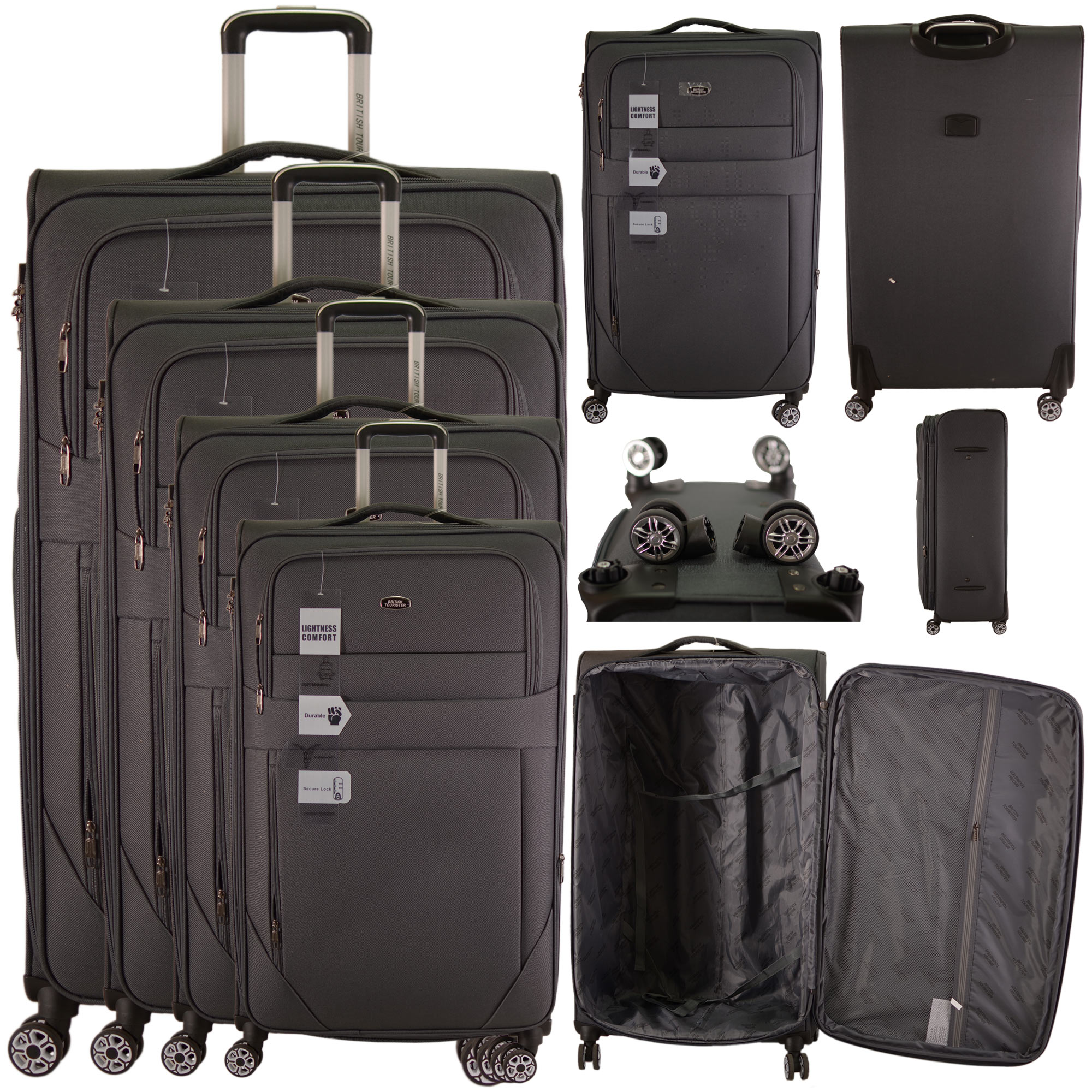 T-SC-04 DARK GREY TRAVEL TROLLEY SUITCASE SET OF 4