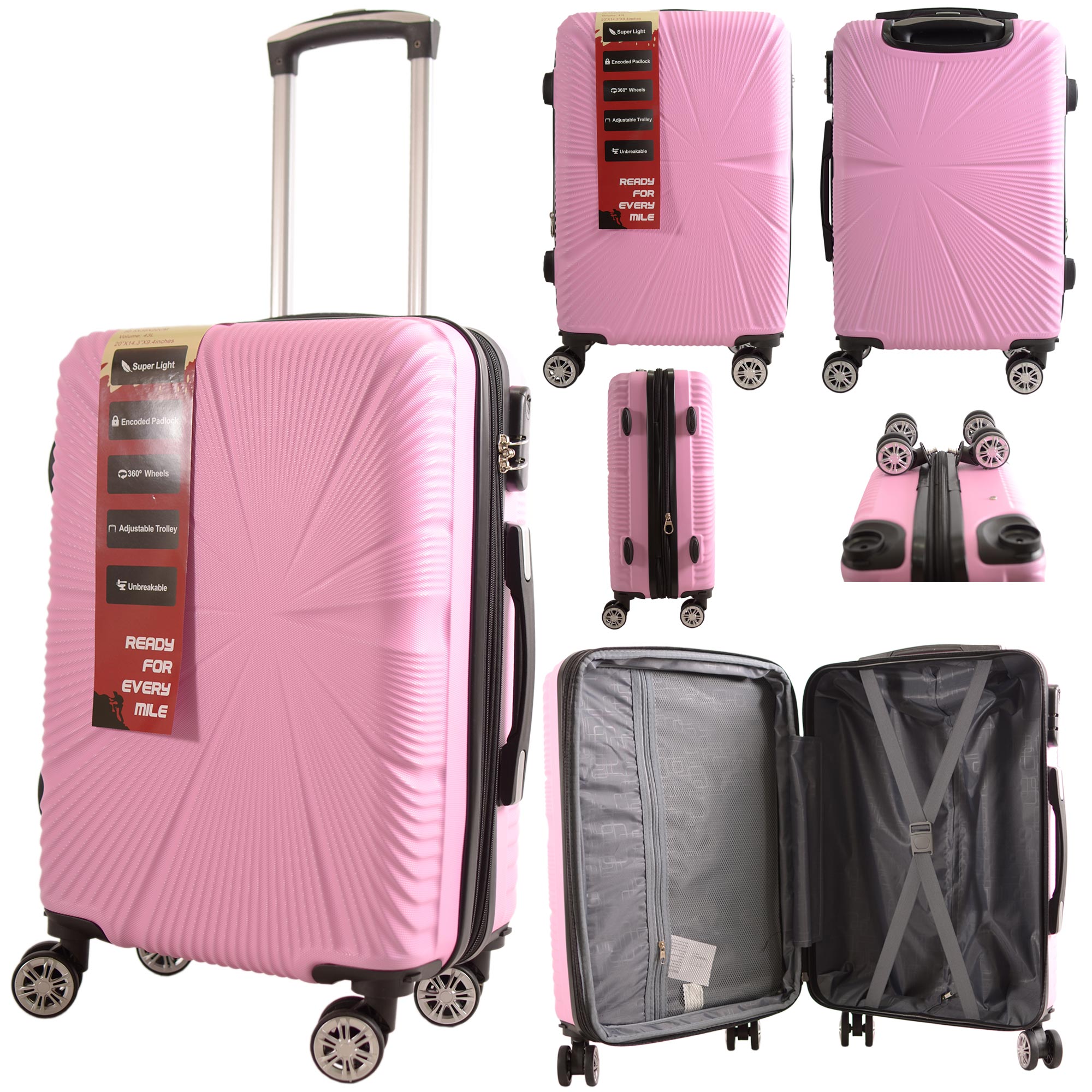 T-HC-CABIN-2029 PINK CABIN-SIZE TRAVEL TROLLEY