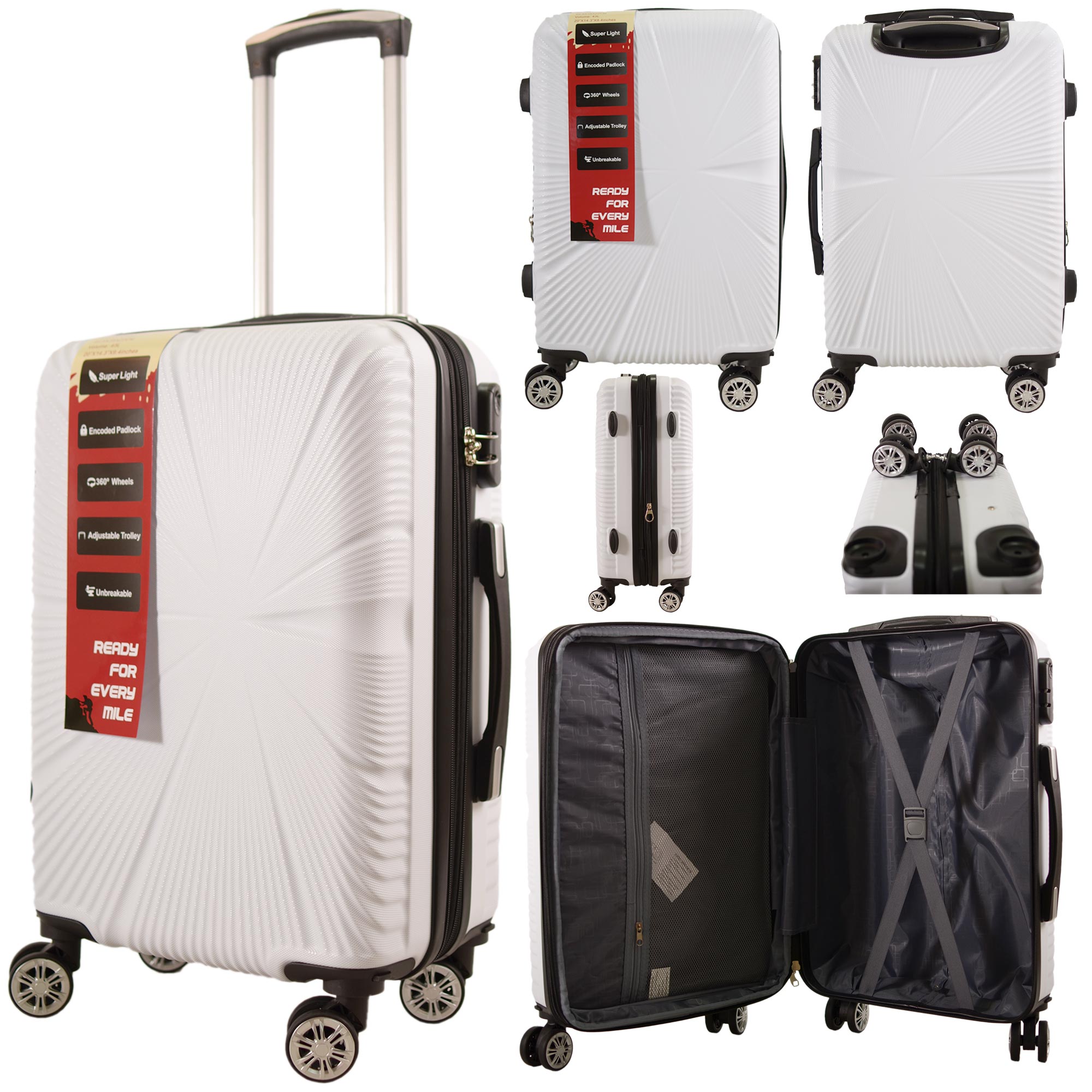 T-HC-CABIN-2029 WHITE CABIN-SIZE TRAVEL TROLLEY