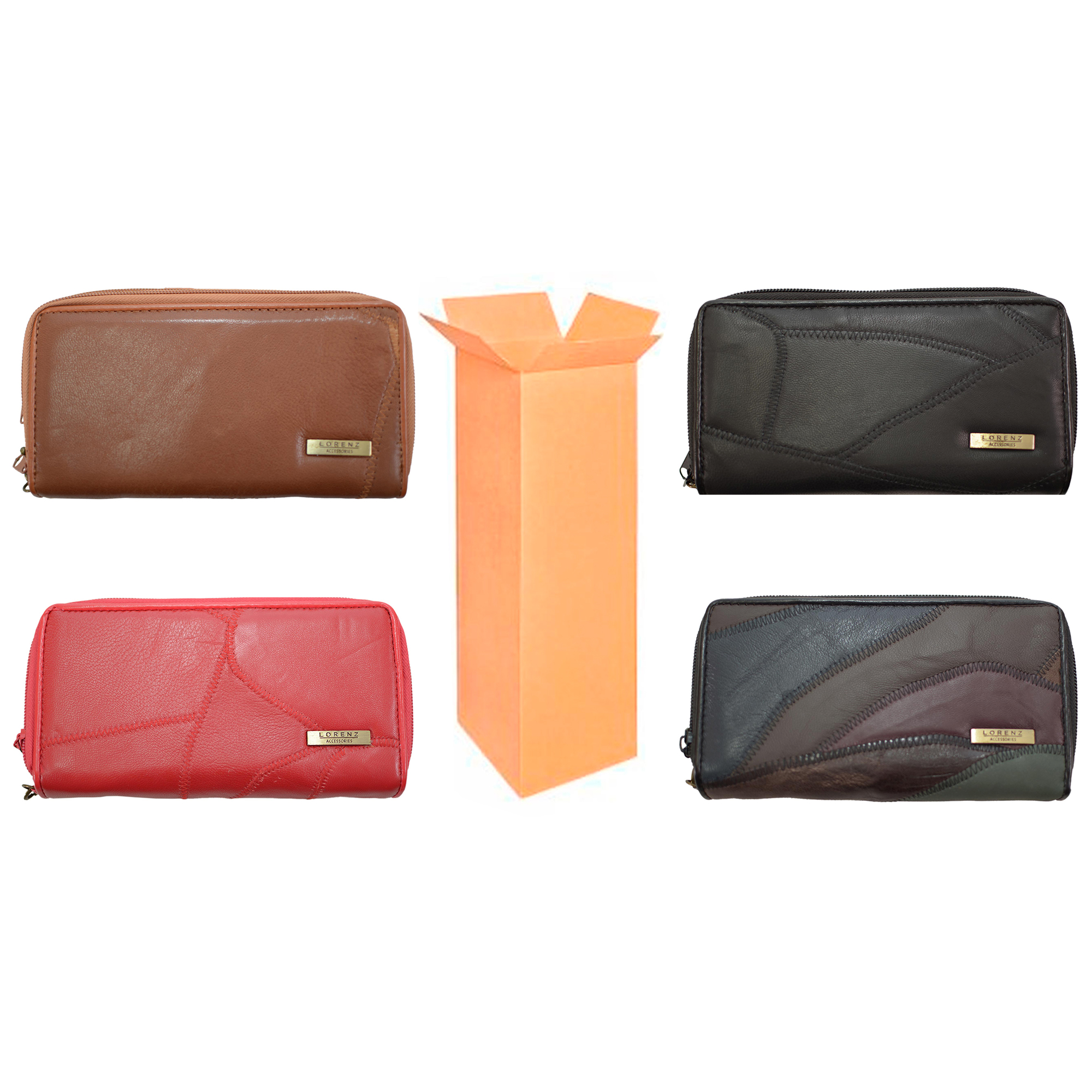 4618 ASSORTED PATCHWORK TWIN ZIP PURSE BOX OF 12