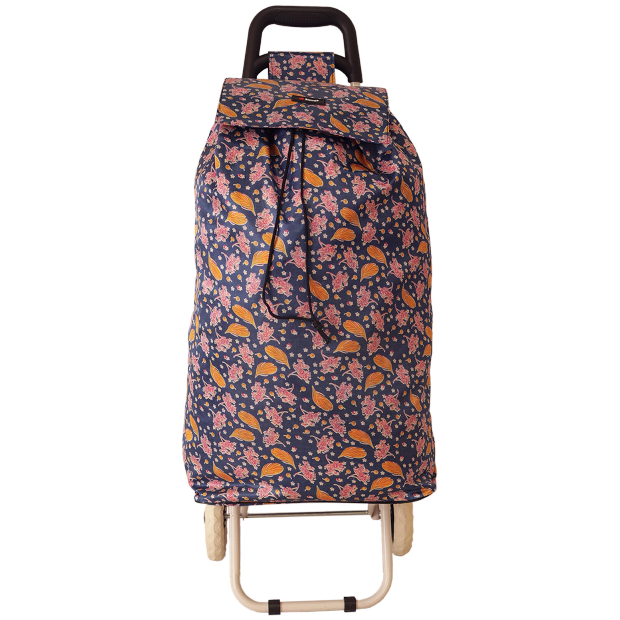 MS-001 CHERRY PATTERN NAVY TWO WHEEL SHOPPING CART - Image 3