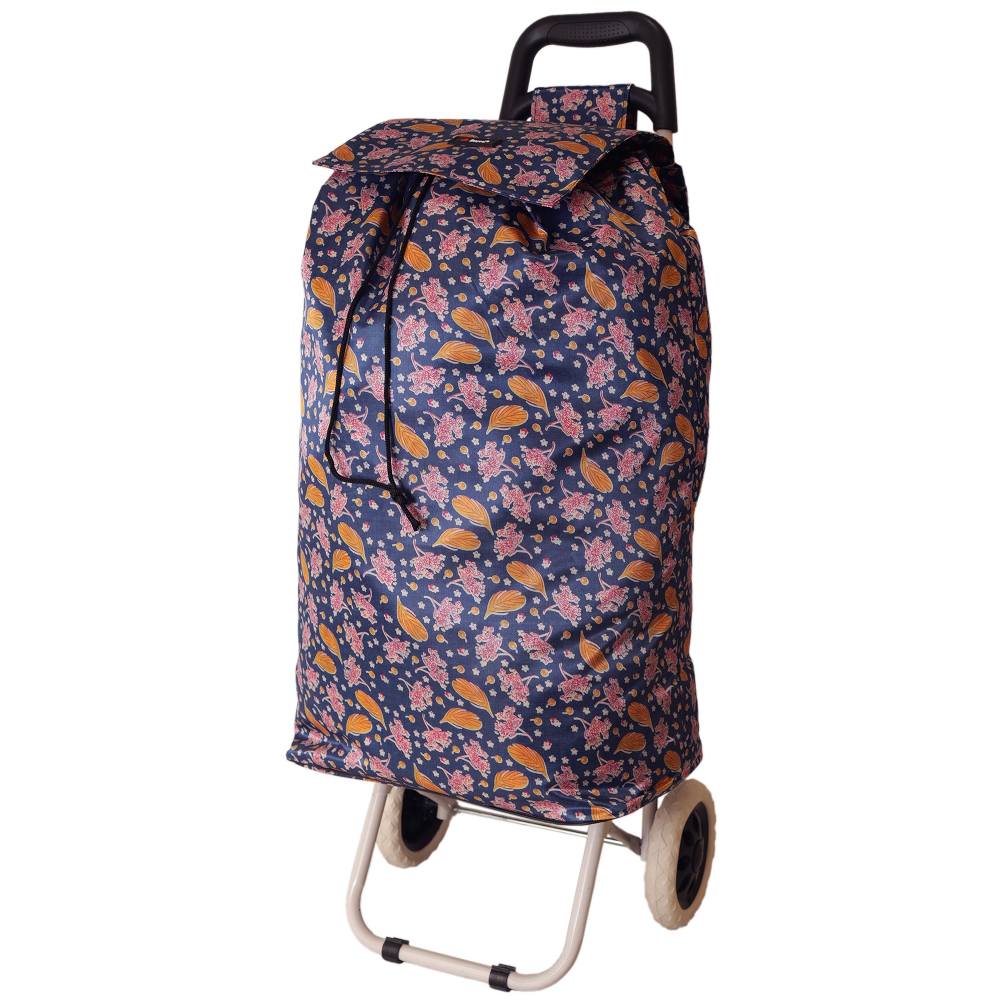 MS-001 CHERRY PATTERN NAVY TWO WHEEL SHOPPING CART - Image 2