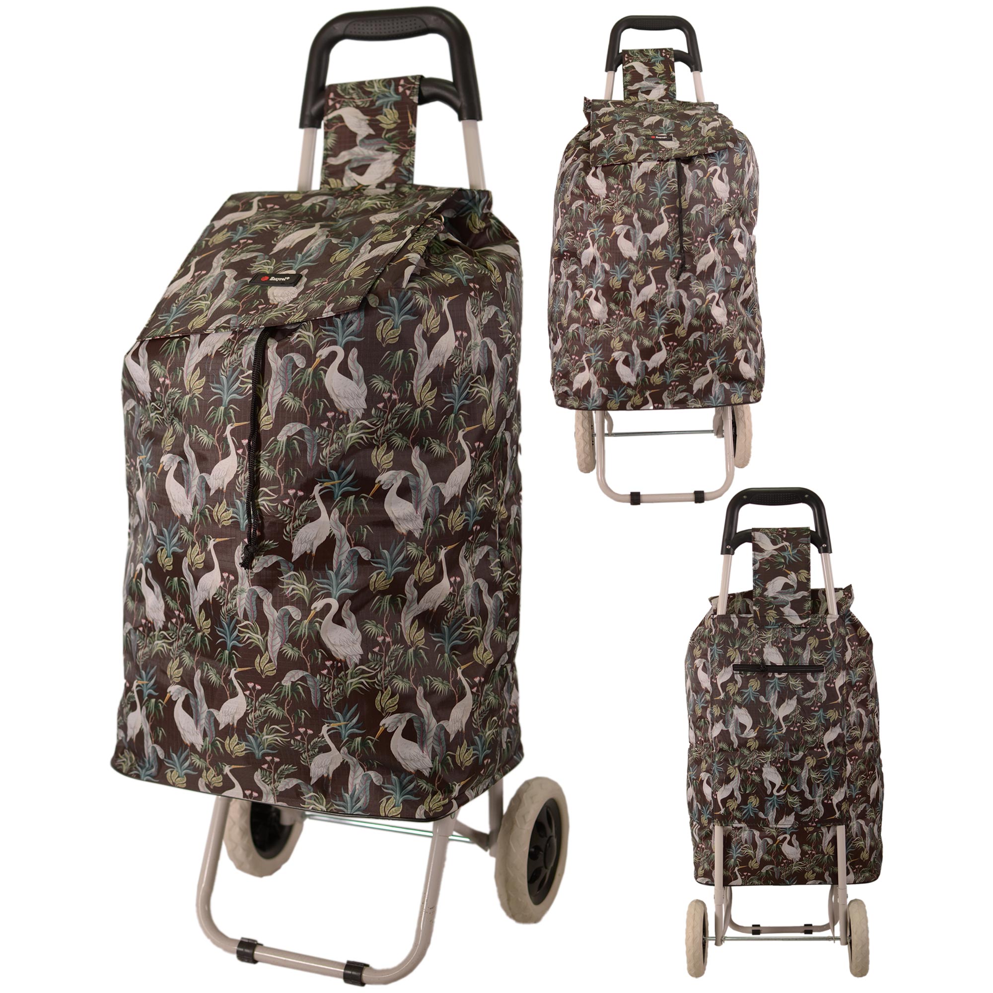 MS-001 BROWN TWO WHEEL SHOPPING CART CRANE PATTERN