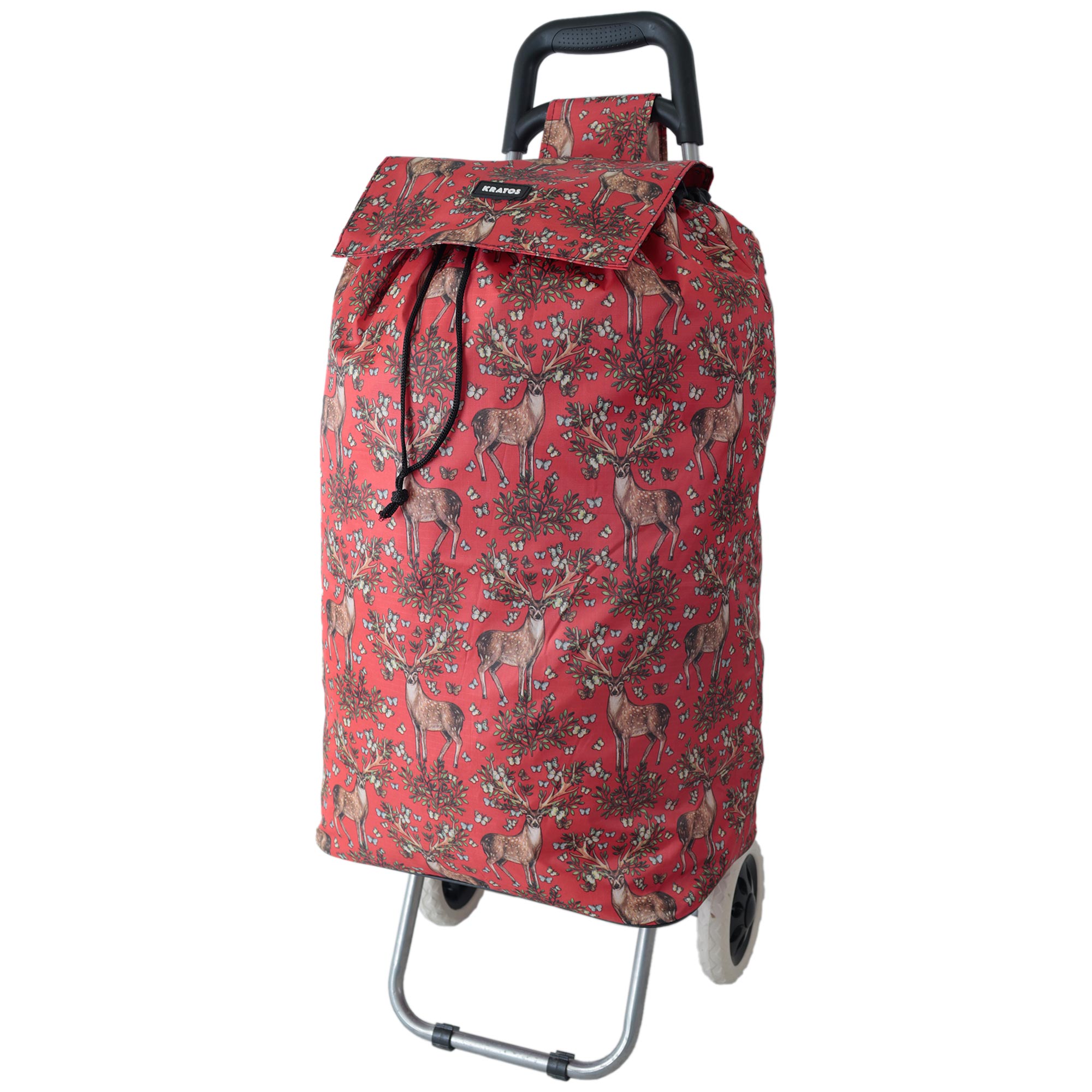 MS-001 RED DEER PATTERN BOX TWO WHEEL SHOPPING TROLLEY - Image 2