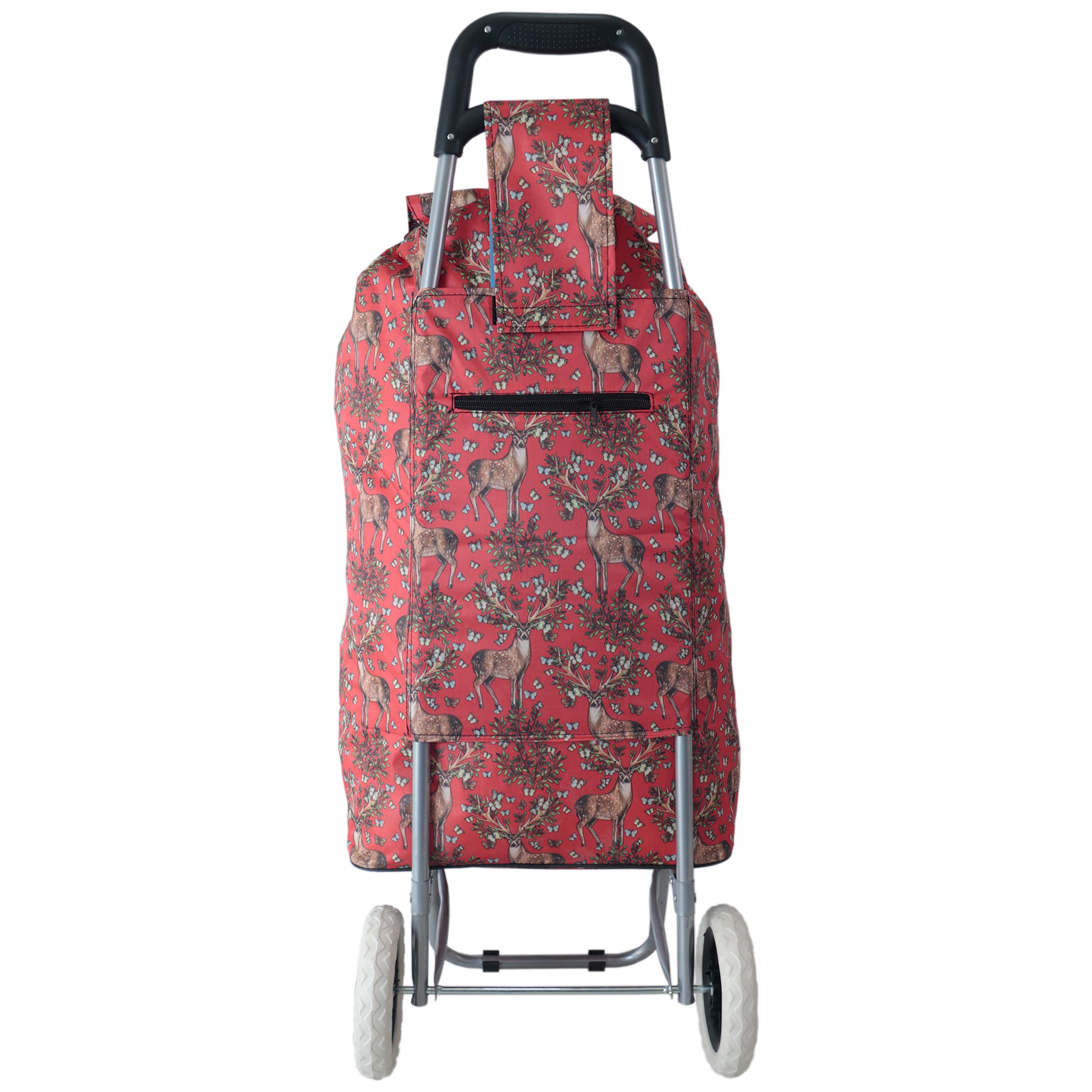 MS-001 RED DEER PATTERN BOX TWO WHEEL SHOPPING TROLLEY - Image 4