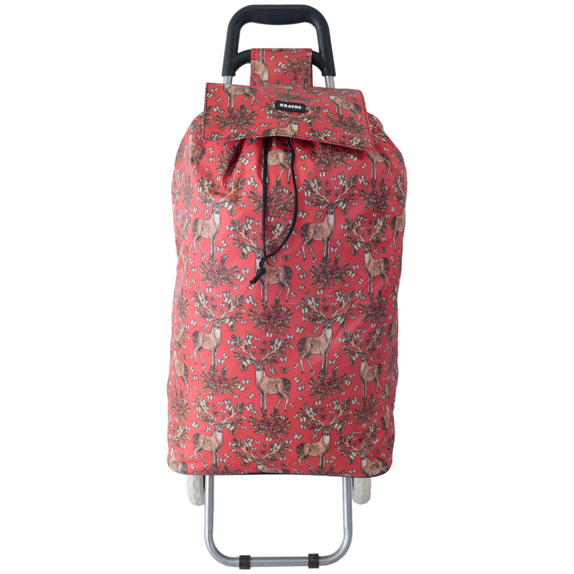 MS-001 RED DEER PATTERN BOX TWO WHEEL SHOPPING TROLLEY - Image 3