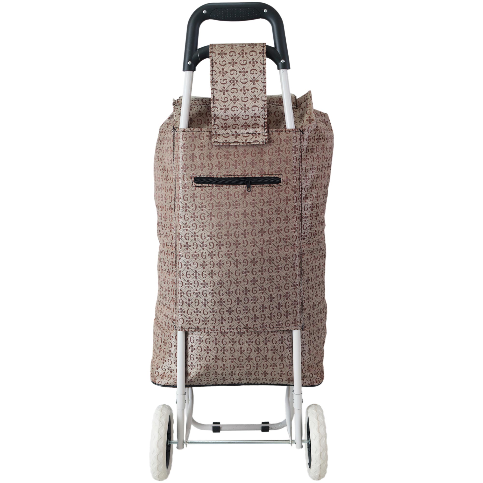 MS-001 TAN G PATTERN BOX TWO WHEEL SHOPPING TROLLEY - Image 4