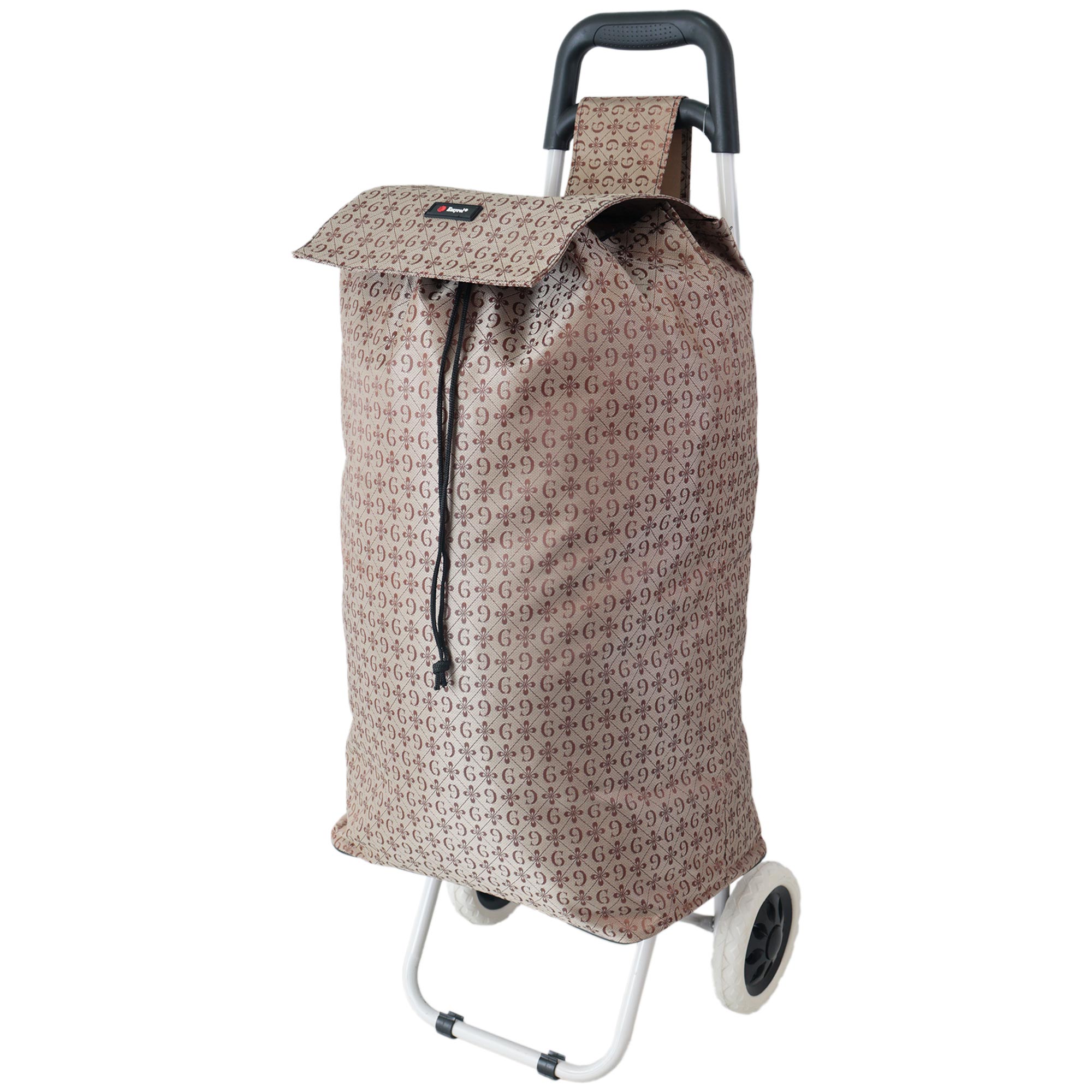 MS-001 TAN G PATTERN BOX TWO WHEEL SHOPPING TROLLEY - Image 2