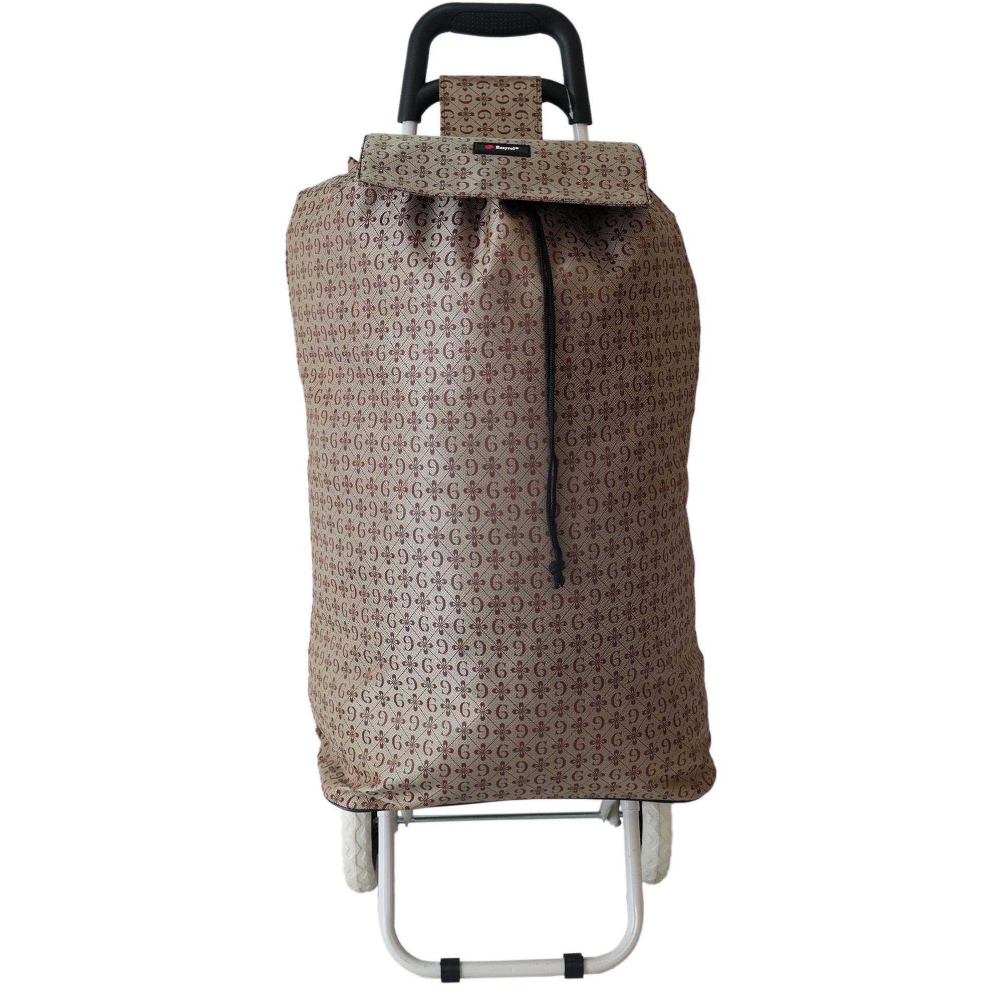 MS-001 TAN G PATTERN BOX TWO WHEEL SHOPPING TROLLEY - Image 3