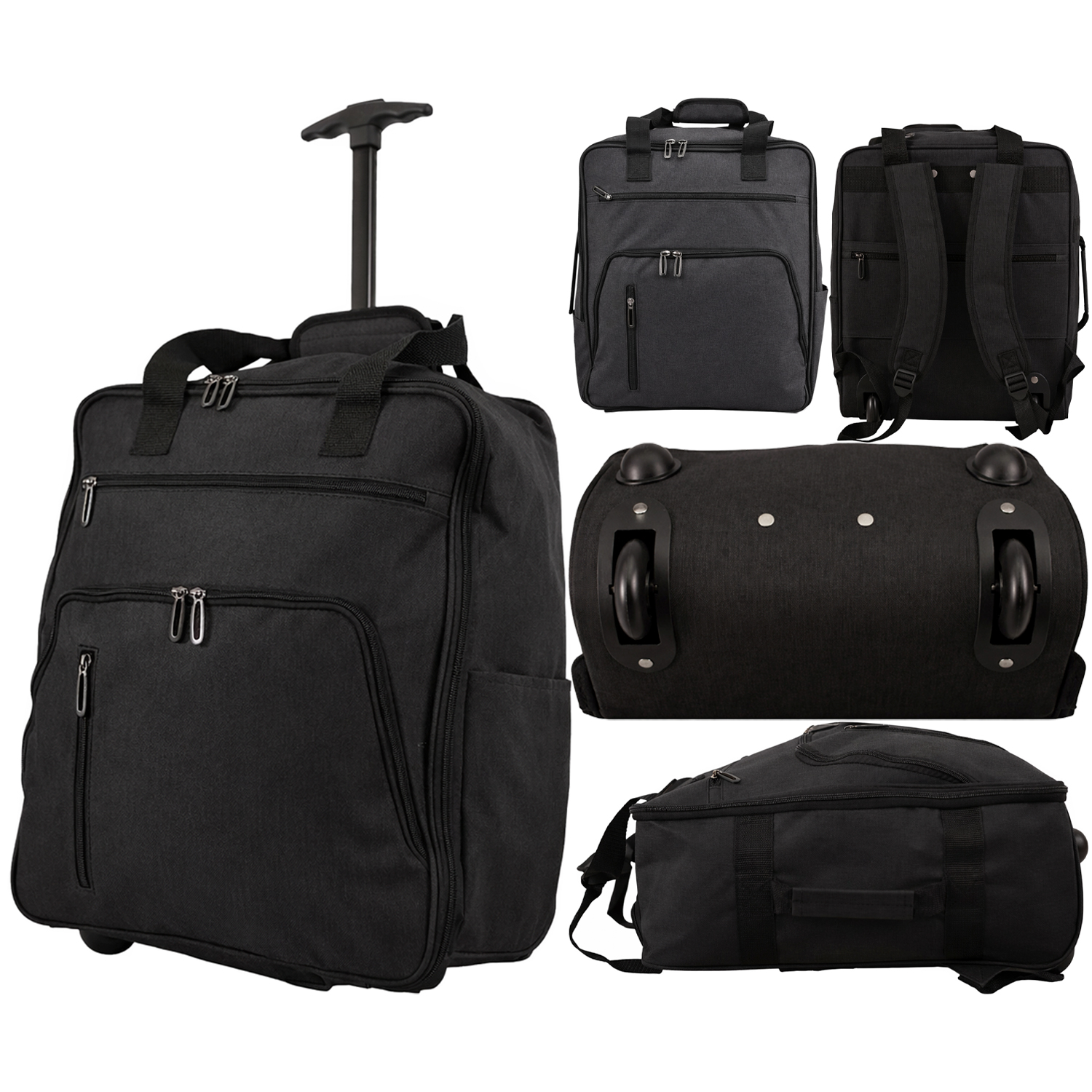 TR-E-002 BLACK EASYJET UNDERSEAT CABIN SIZE 2-WHEELED BACKPACK