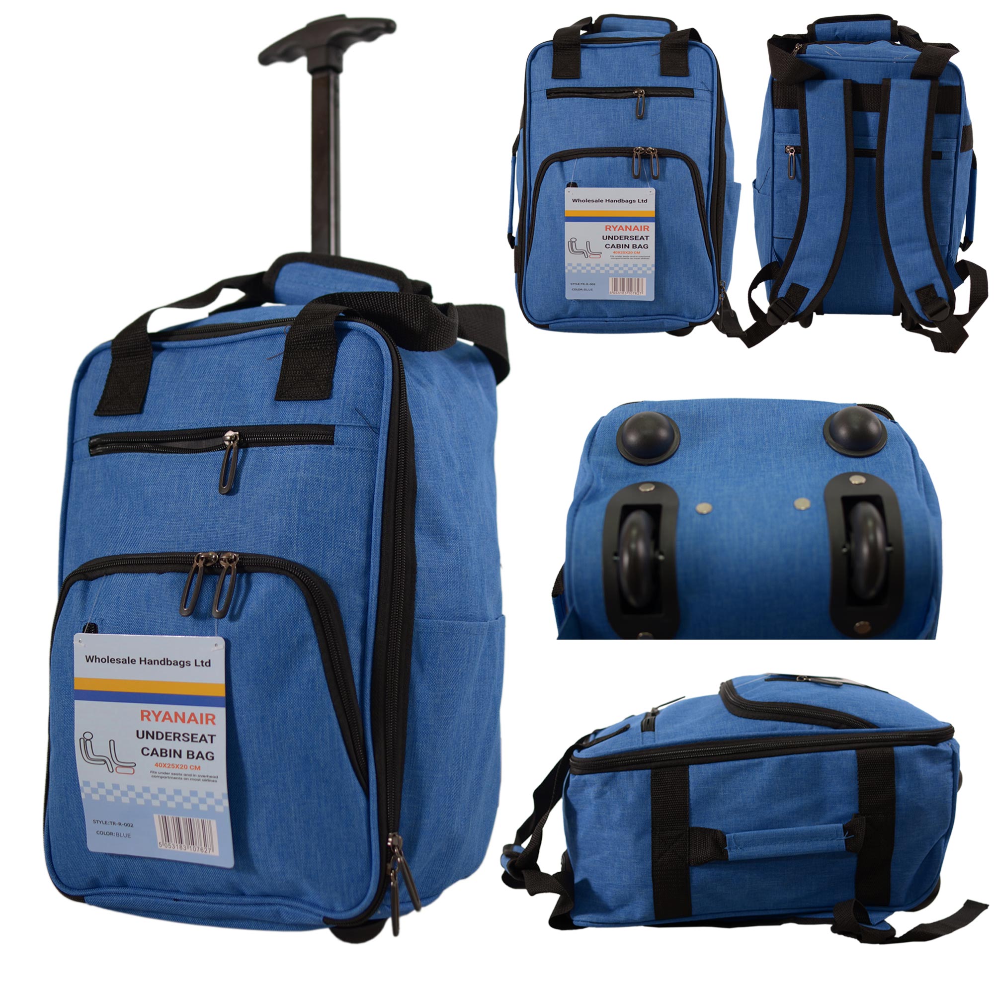 TR-R-002 BLUE WHEELED RYANAIR UNDERSEAT CABIN BAG