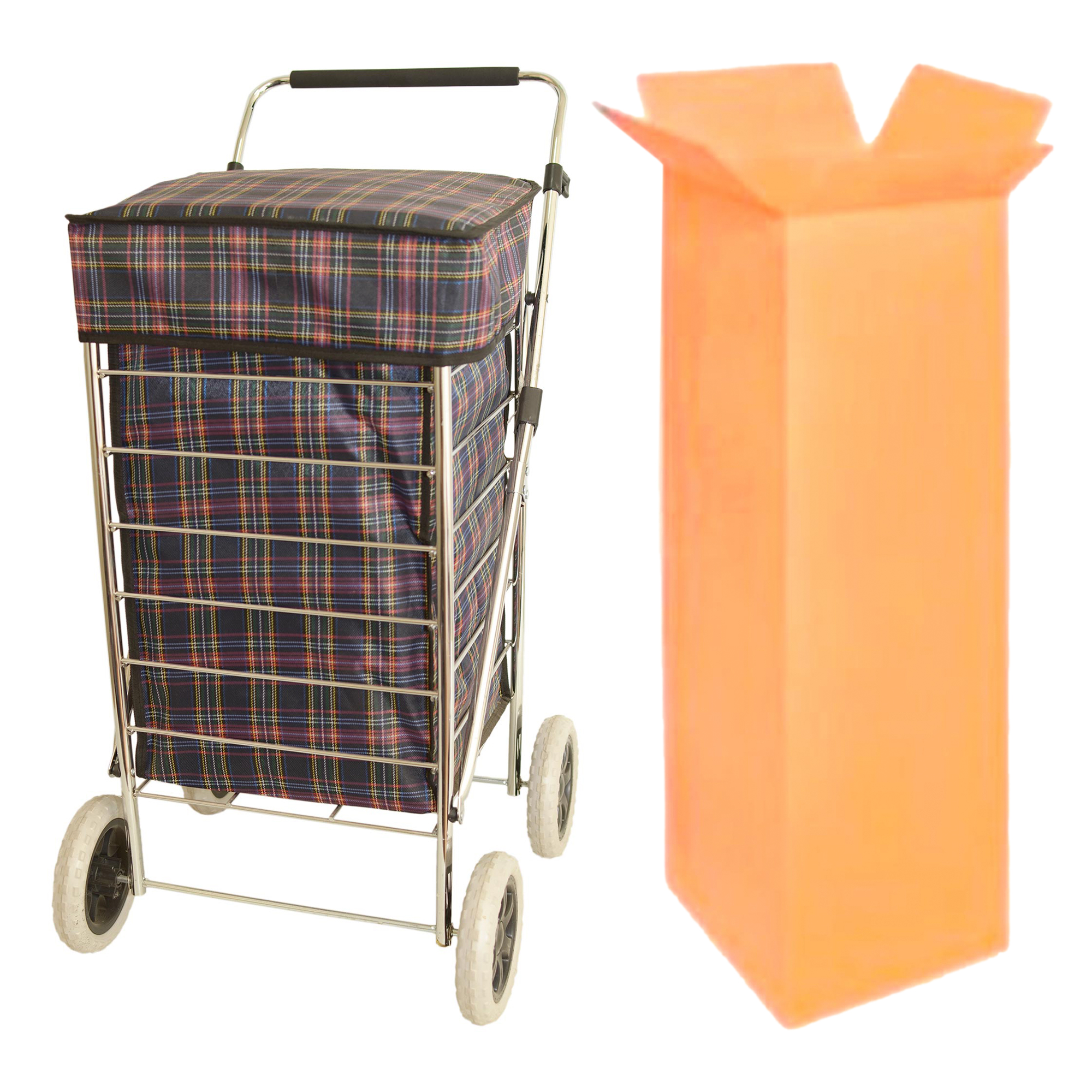 ST-FOUR-01 NAVY CHECKERED ASSORTED 4 WHEEL TROLLEY BOX OF 4