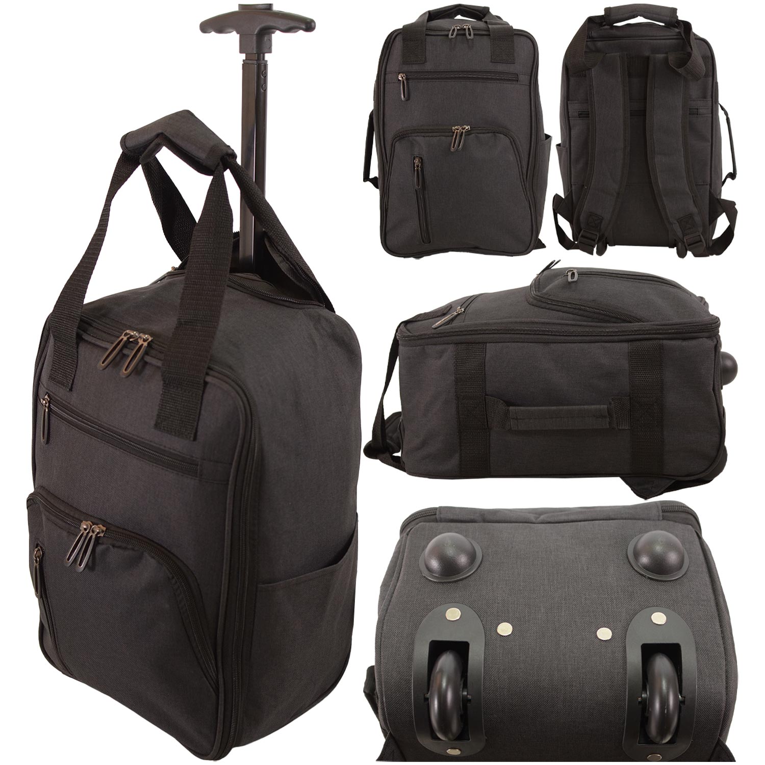 TR-R-002 BLACK WHEELED RYANAIR UNDERSEAT CABIN BAG