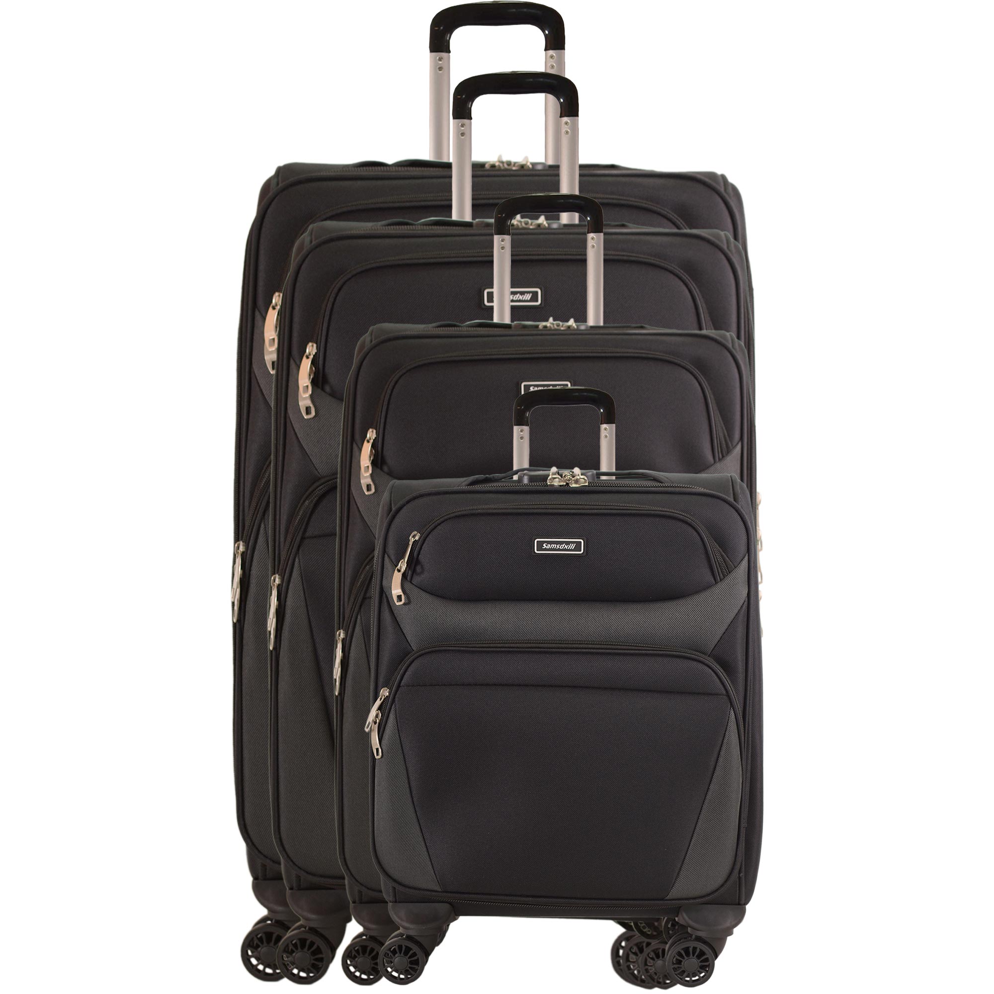 U7307 BLACK TRAVEL TROLLEY SUITCASE SET OF 4